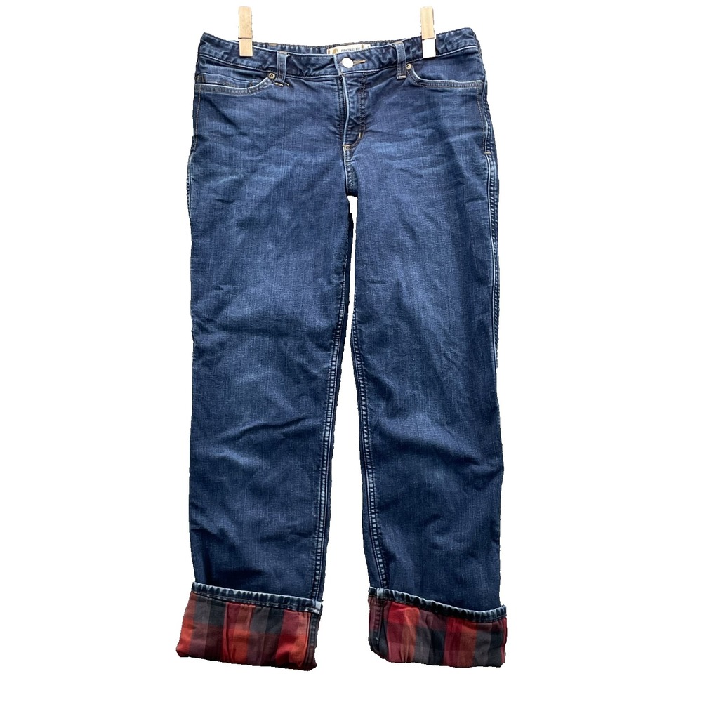 Carhartt Flannel Lined Jean Women 33x29* Outdoor Workwear Cabin camp 90s Thermal